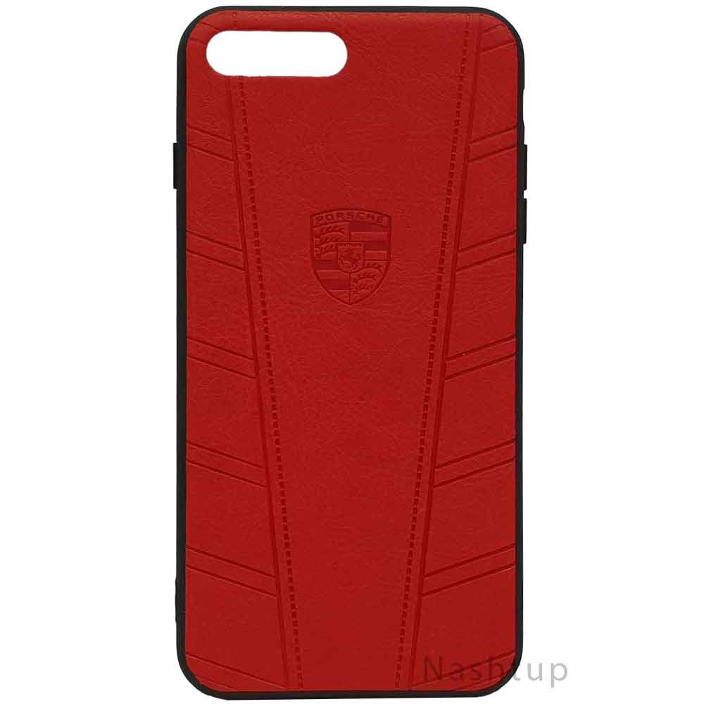 قاب چرمی برند پورشه رنگ قرمز گوشی Apple iPhone 8 Plus 
